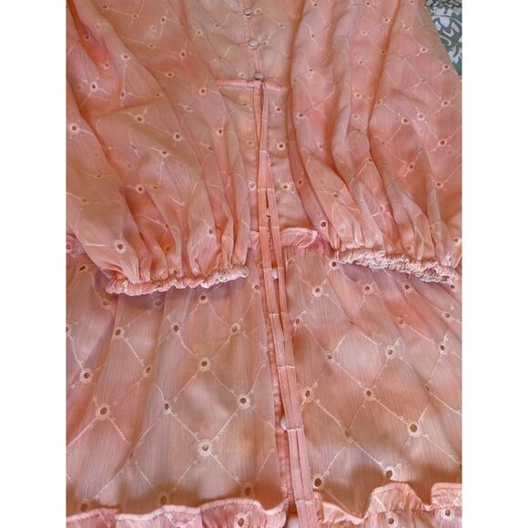 Rachel Parcell Pink Angel Cloudy Sky Hi-Lo Eyelet Midi Dress size M Long sleeve - Picture 11 of 12